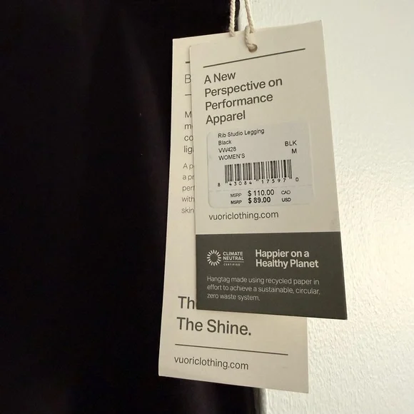 NWT Vuori Black Rib Studio Leggings - Picture 4 of 6